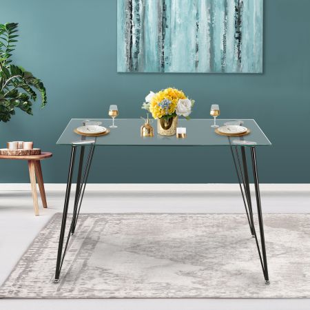 Rectangular Clear Glass Dining Table, Small Rectangular Glass Dining Table