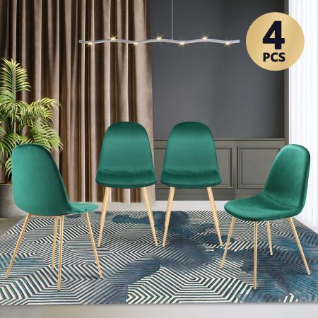 4 green dining chairs