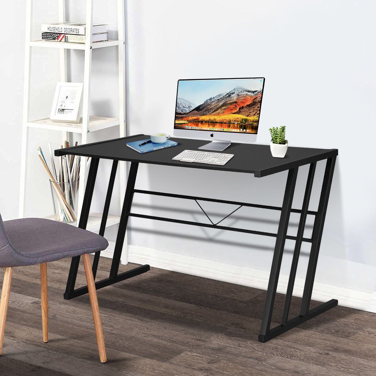 Z Shaped Leg Computer Desk Home Office Gaming Desk Study Writing Work ...