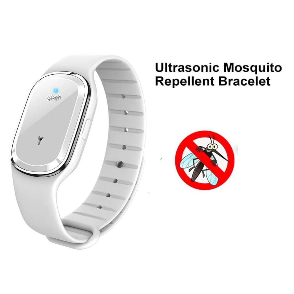 Ultrasound Mosquito Repellent Wristband Anti Mosquito Pest Insect Bugs Repellent Bracelet For Kids Adult co white