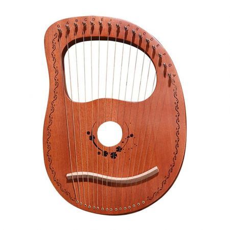 Lyre Harp,16 String Mahogany Lyre Instrument with Tuning Wrench, Replace String Set, for Music Lovers