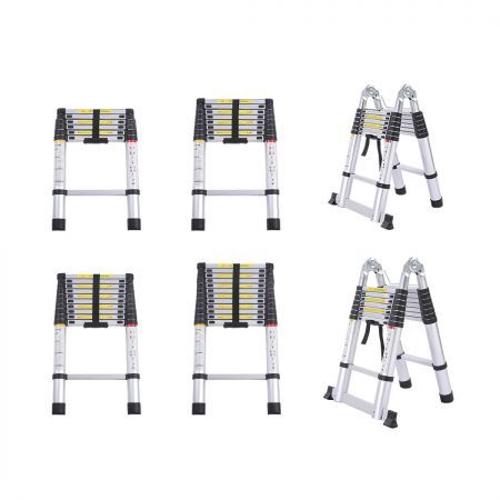 2.5M+2.5M Telescopic Aluminium Multipurpose Ladder Extension Alloy Extendable Step