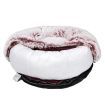 Pet Bed Cat Dog Donut Nest Calming Mat Soft Plush Kennel Pink M