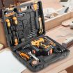 47Pcs 12V Cordless Drill Driver Set Household Hand Tool Kit w/ 2 Batteries