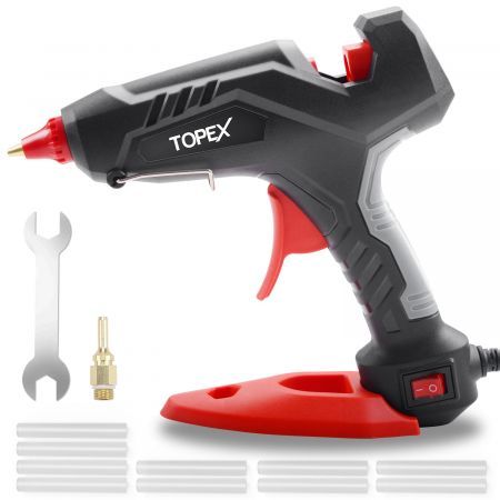 Topex 100W Hot Glue Gun Fast Preheating w/ 10 PCs Premium Glue Sticks