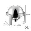 6L Stainless Steel Chafing Food Warmer Catering Dish Round Roll Top