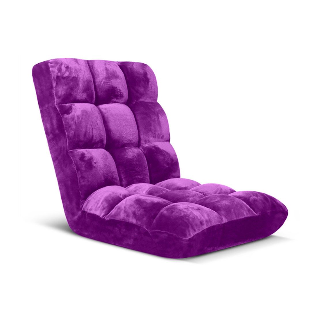 Floor Recliner Folding Lounge Sofa Futon Couch Folding Chair Cushion Purple