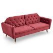 Sarantino Faux Velvet Sofa Bed Couch Furniture  Suite Seat Burgundy