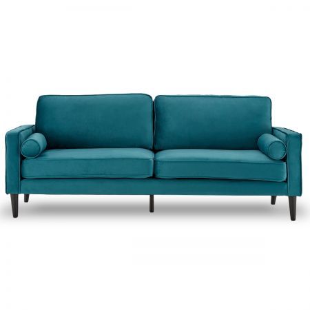 Sarantino Faux Velvet Sofa Bed Couch Furniture Lounge Suite Seat Blue