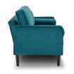 Sarantino Faux Velvet Sofa Bed Couch Furniture Lounge Suite Seat Blue