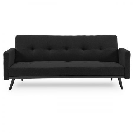 Sarantino 3 Seater Modular Linen Fabric Bed Sofa Couch Armrest Black