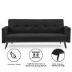 Sarantino 3 Seater Modular Linen Fabric Bed Sofa  Couch Armrest Black