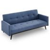 Sarantino 3 Seater Modular Linen Fabric Bed Sofa Couch Armrest Blue