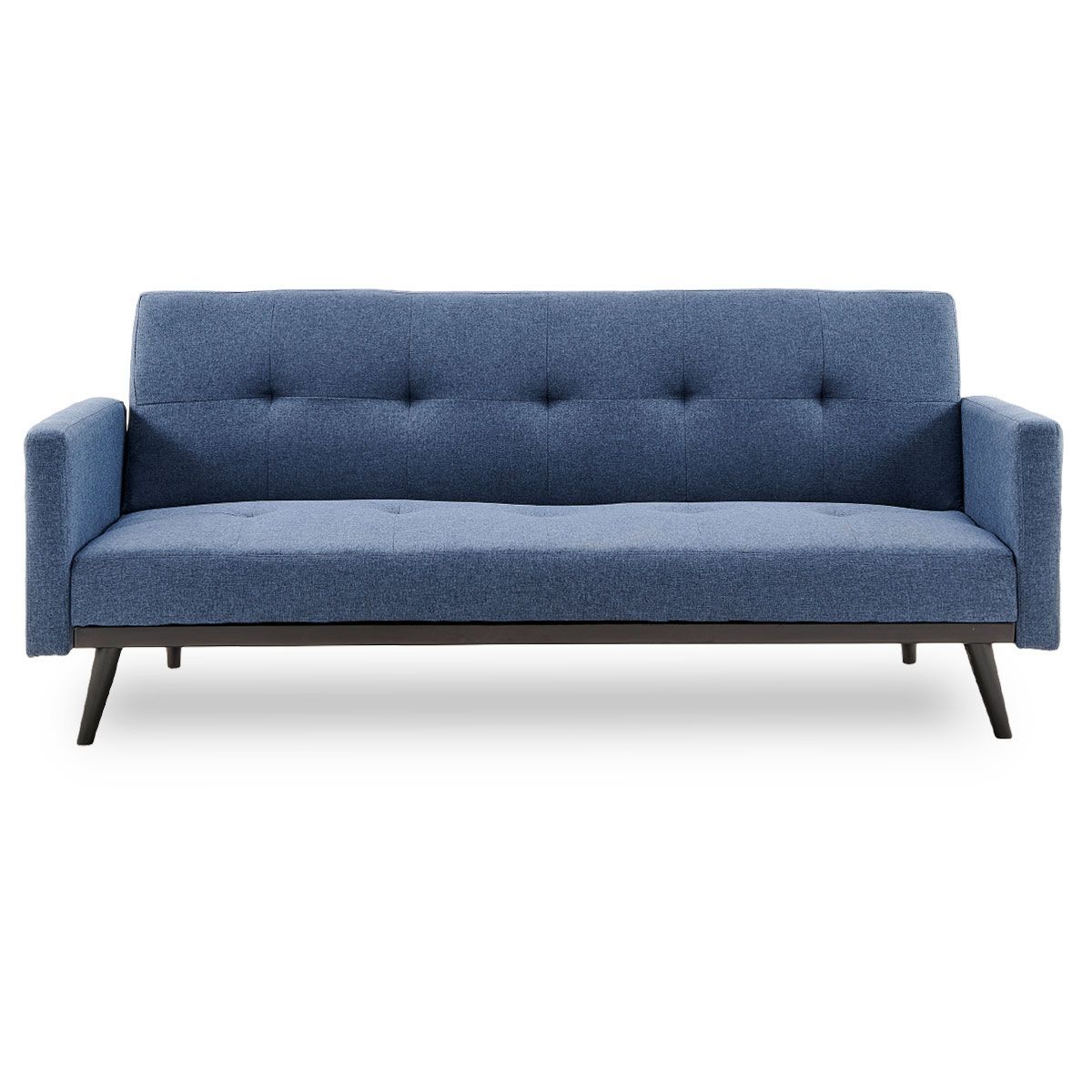 Sarantino 3 Seater Modular Linen Fabric Bed Sofa Couch Armrest Blue