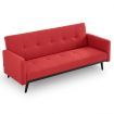 Sarantino 3 Seater Modular Linen Fabric  Bed Sofa Armrest Red