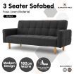 Sarantino 3 Seater Linen Fabric Sofa Bed Couch Armrest Futon Black