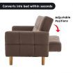 Sarantino 3 Seater Linen Fabric Sofa Bed Couch Armrest Futon Brown