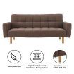 Sarantino 3 Seater Linen Fabric Sofa Bed Couch Armrest Futon Brown