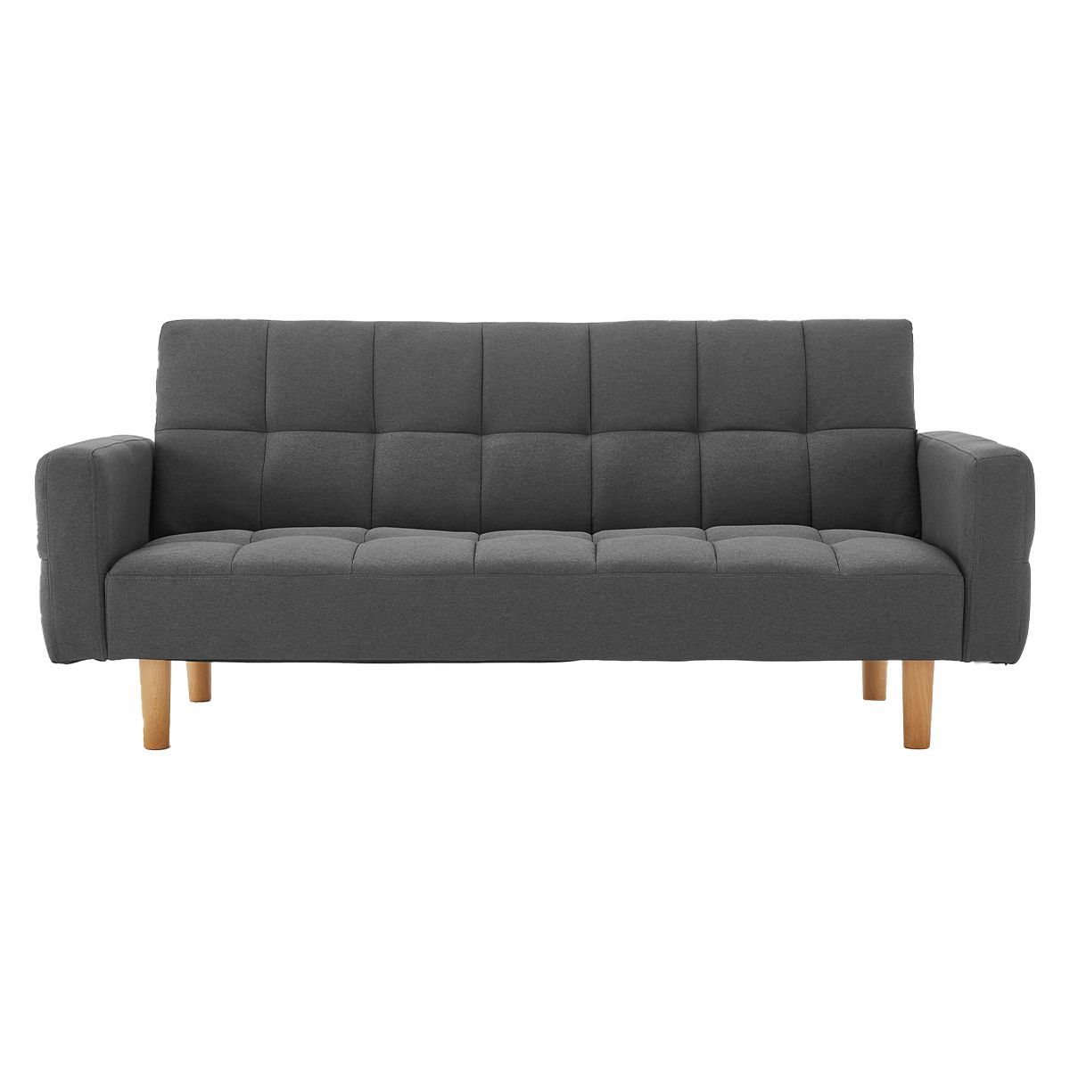 Sarantino 3 Seater Linen Fabric  Bed Sofa Armrest Futon Dark Grey