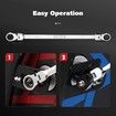 6 PCS Extra-Long 180 Degree Flexible Double Ring Ratchet Spanner Set 72 Tooth Wrench Tool