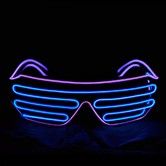 Shutter EL Wire Neon Rave Glasses Flashing LED Sunglasses Light Up Costumes for 80s, EDM, Party RB03 (Purple - Blue)