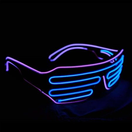 EDM KingCorey Glow Shutter Neon Rave Lunettes El Wire Clignotant LED Lunettes de Soleil illuminent DJ Costumes pour la fête 80s Bleu+Rose 