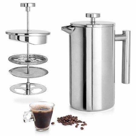 French Press 304 Stainless Steel Plunger Coffee Tea Maker 350ML