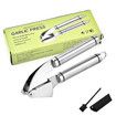 Garlic Press. Stainless Steel Mincer & Crusher With Silicone Roller Peeler. Easy Squeeze, Rust Proof, Dishwasher Safe, Easy Clean