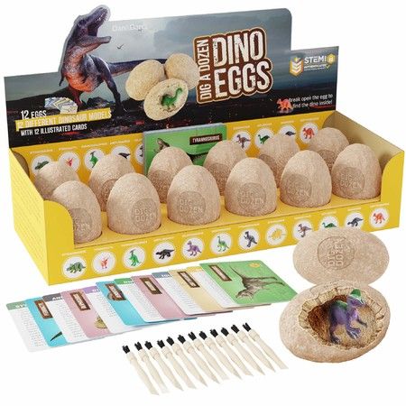 Easter Egg Toys for Kids Break Open 12 Unique Large Surprise Dinosaur Filled Eggs & Discover 12 Cute Dinosaurs. Archaeology Science STEM Crafts Gifts