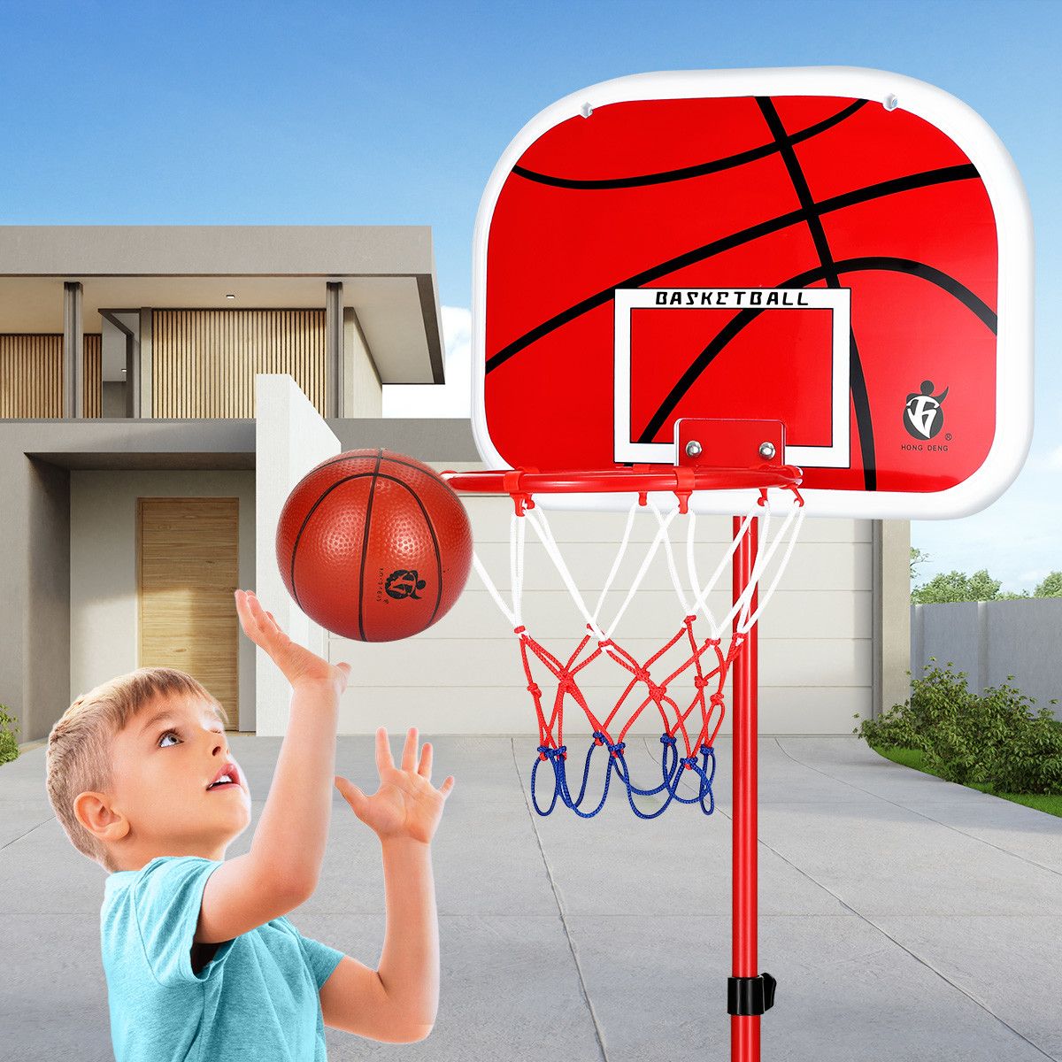 2m Basketball Hoop for Toddler Kids Children Portable Adjustable Indoor ...