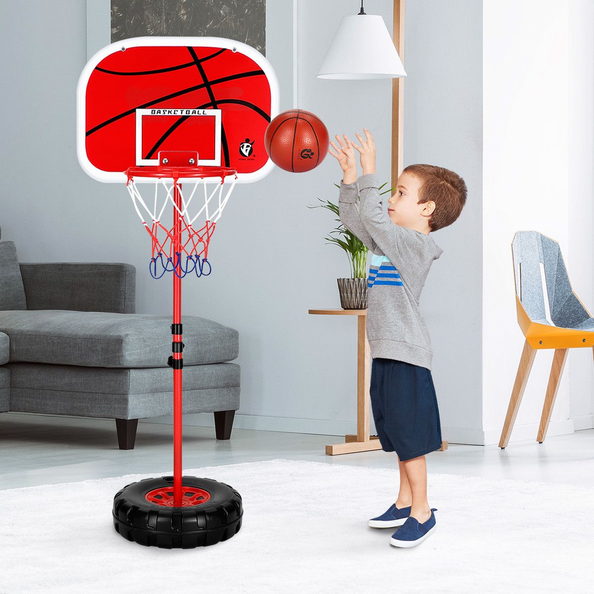 2m Basketball Hoop for Toddler Kids Children Portable Adjustable Indoor