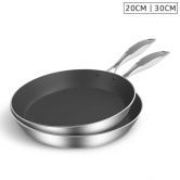 Stainless Steel Fry Pan 20cm 30cm Frying Pan Induction Non Stick Interior