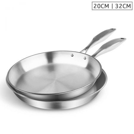 Stainless Steel Fry Pan 20cm 32cm Frying Pan Top Grade Induction Cooking