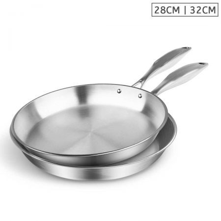 Stainless Steel Fry Pan 28cm 32cm Frying Pan Top Grade Induction Cooking