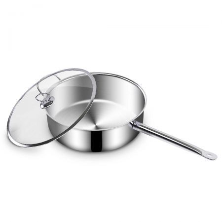 Stainless Steel 28cm Saucepan With Lid Induction Cookware Triple Ply Base