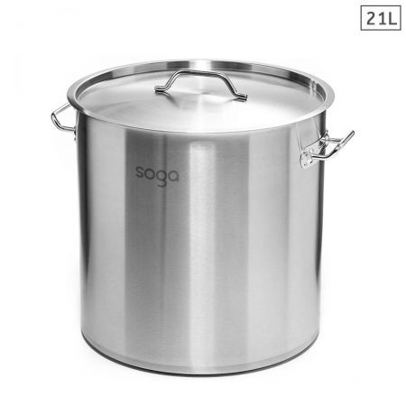 Stock Pot 21L Top Grade Thick Stainless Steel Stockpot 18/10