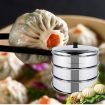2X 3 Tier Stainless Steel Steamers With Lid Work inside of Basket Pot Steamers 25cm