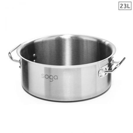 Stock Pot 23L Top Grade Thick Stainless Steel Stockpot 18/10 Without Lid