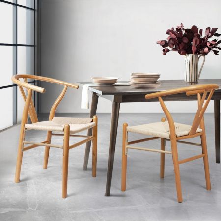 2x Dining Chairs Wooden Hans Clear