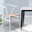 Set of 2 Dining Chairs Rattan Seat Side Chair Kitchen Wood Furniture White