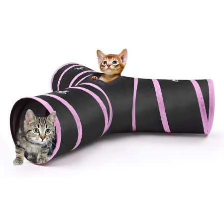 Cat Tunnel - Collapsible 3 Way Play Toy - Interactive Tube Toys for Rabbits, Kittens, and Dogs