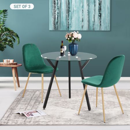 Soft Dining Chairs Velvet Kitchen Chairs Ergonomic Chair Set Of 2 With Metal Legs Green Crazy Sales