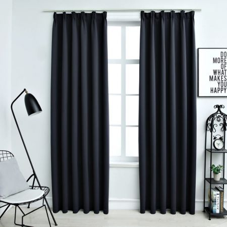 Blackout Curtains with Hooks 2 pcs Anthracite 140x245 cm | Crazy Sales