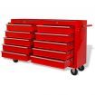 Workshop Tool Trolley with 10 Drawers Size XXL Steel Red