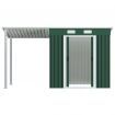 Garden Shed with Extended Roof Green 346x121x181 cm Steel