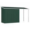 Garden Shed with Extended Roof Green 346x121x181 cm Steel