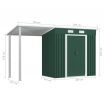 Garden Shed with Extended Roof Green 346x121x181 cm Steel