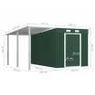 Garden Shed with Extended Roof Green 336x270x181 cm Steel