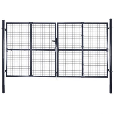 Mesh Garden Gate Galvanised Steel 289x150 cm Grey