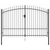 Fence Gate Double Door with Spike Top Steel 3x1.75 m Black